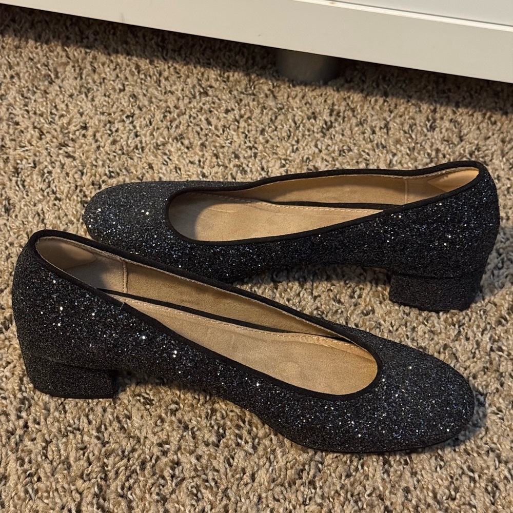 Elegant Black Glitter Women's Shoes